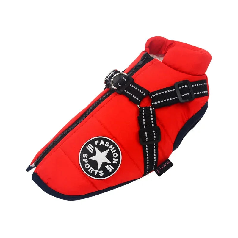 Clover & Tail™ WinterShield Dog Jacket – Waterproof, Harness-Ready Warm Coat for Small to Large Breeds
