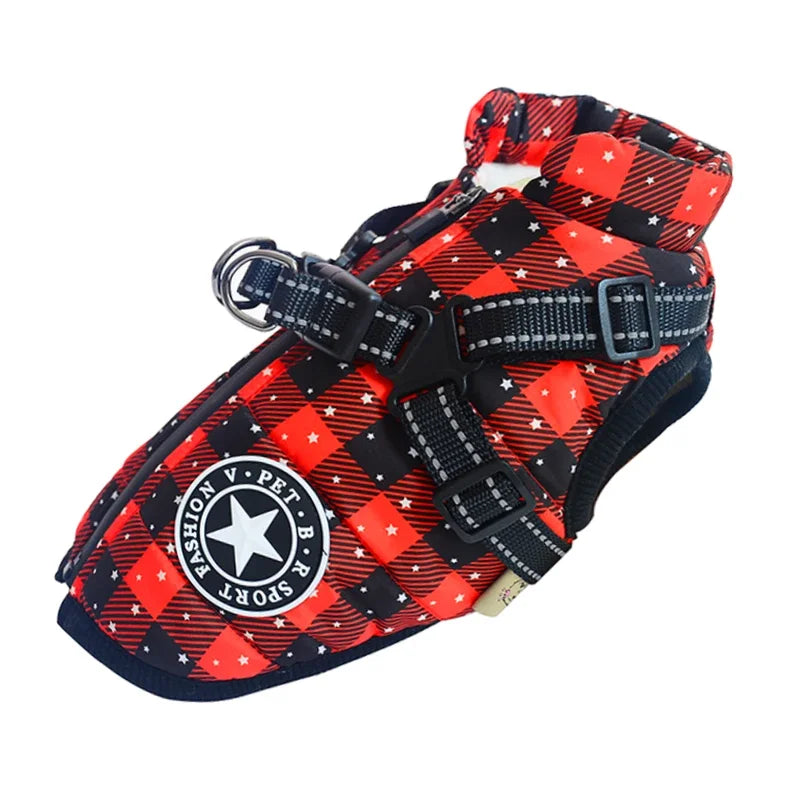 Clover & Tail™ WinterShield Dog Jacket – Waterproof, Harness-Ready Warm Coat for Small to Large Breeds