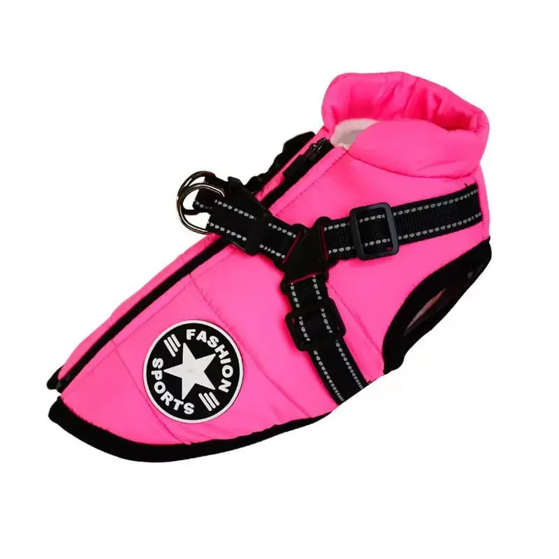 Clover & Tail™ WinterShield Dog Jacket – Waterproof, Harness-Ready Warm Coat for Small to Large Breeds