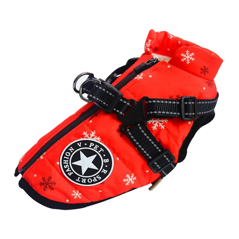 Clover & Tail™ WinterShield Dog Jacket – Waterproof, Harness-Ready Warm Coat for Small to Large Breeds