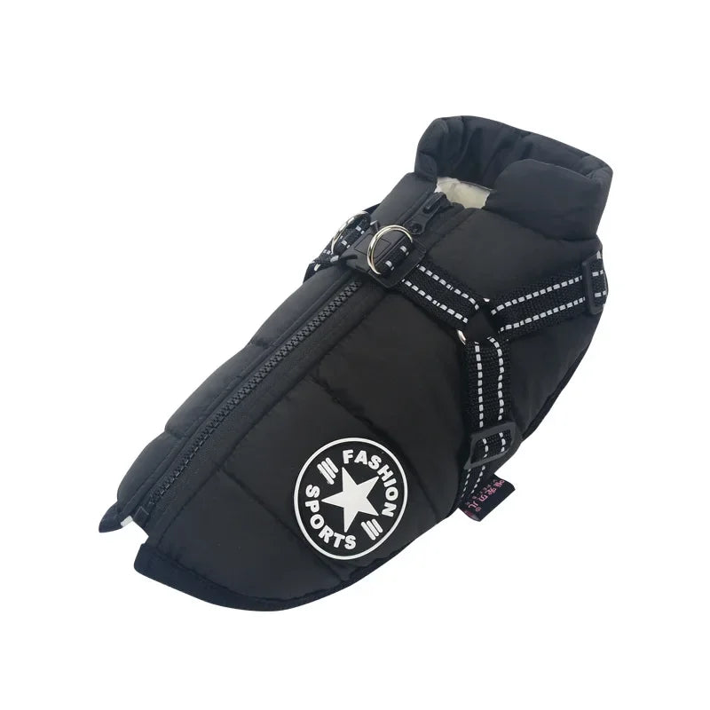 Clover & Tail™ WinterShield Dog Jacket – Waterproof, Harness-Ready Warm Coat for Small to Large Breeds