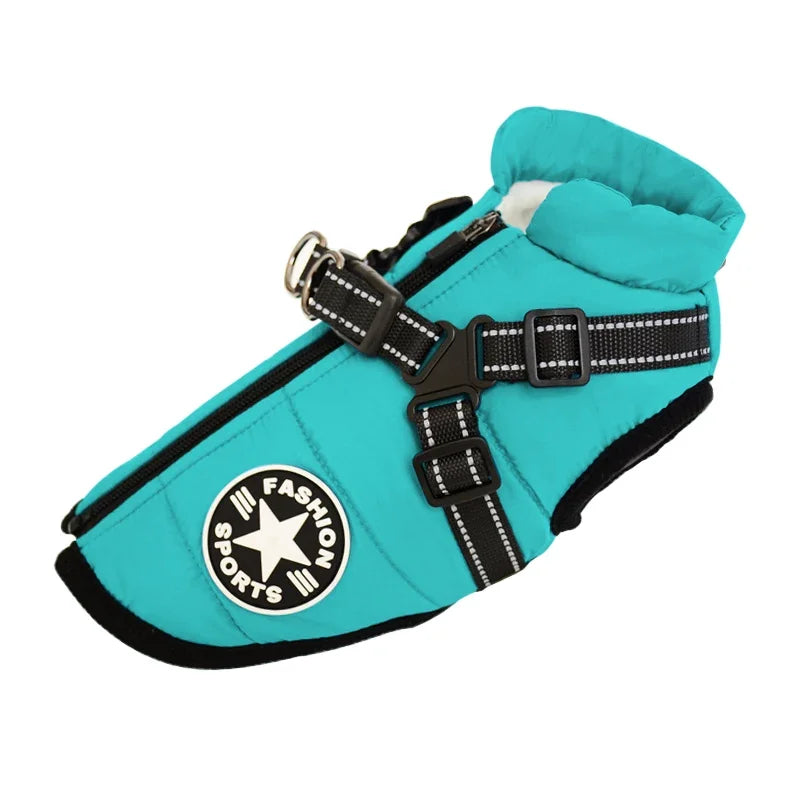 Clover & Tail™ WinterShield Dog Jacket – Waterproof, Harness-Ready Warm Coat for Small to Large Breeds
