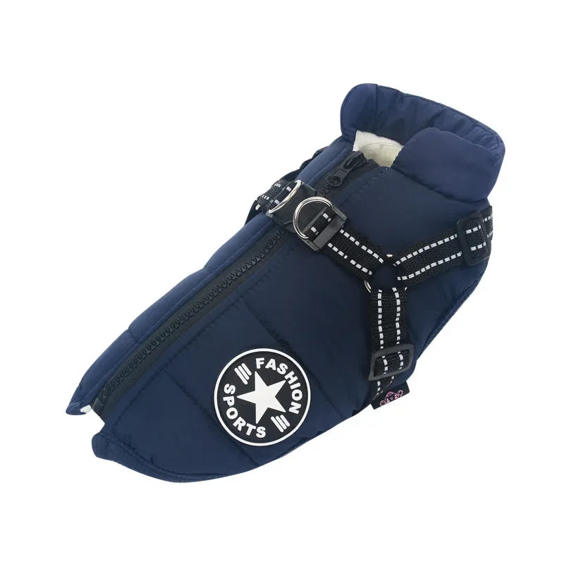 Clover & Tail™ WinterShield Dog Jacket – Waterproof, Harness-Ready Warm Coat for Small to Large Breeds