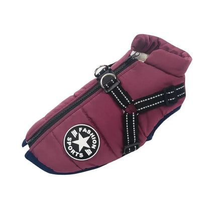 Clover & Tail™ WinterShield Dog Jacket – Waterproof, Harness-Ready Warm Coat for Small to Large Breeds